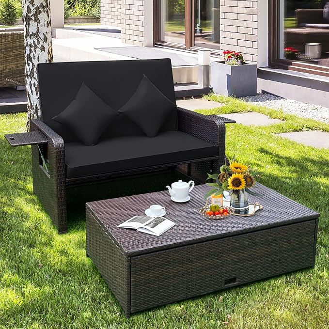 HAPPYGRILL Patio Rattan Wicker Daybed - Image 2