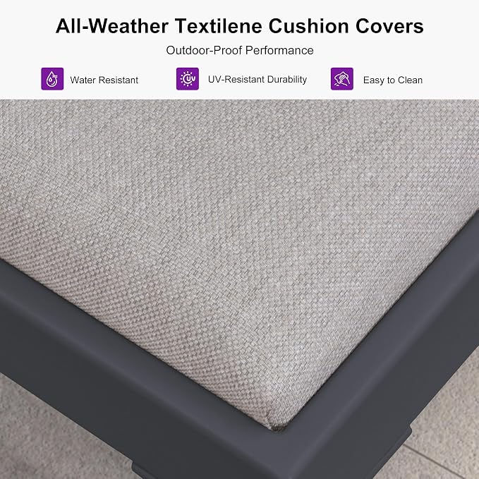 PURPLE LEAF Outdoor Chaise Lounge Set of 3 Aluminum Adjustable Patio Lounger - Image 5