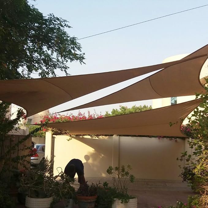 E&K Sunrise 25' x 25' x 25' Sun Shade Sail Triangle Canopy Shade Cover UV Block - Image 8