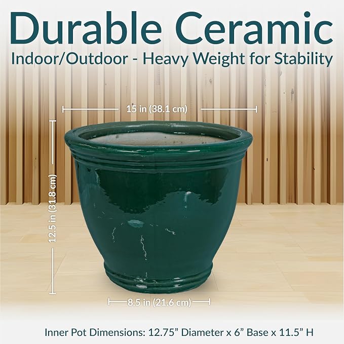 Sunnydaze Large Ceramic Plant Pot - Image 5