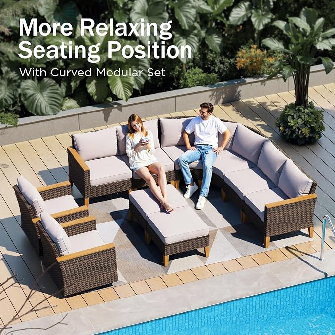 PHI VILLA Half-Moon Patio Furniture Set - Image 3