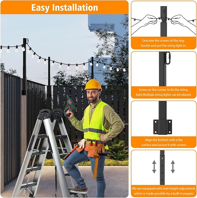 AILBTON 10 Pack 2.8Ft String Light Poles, Light Poles - Image 6