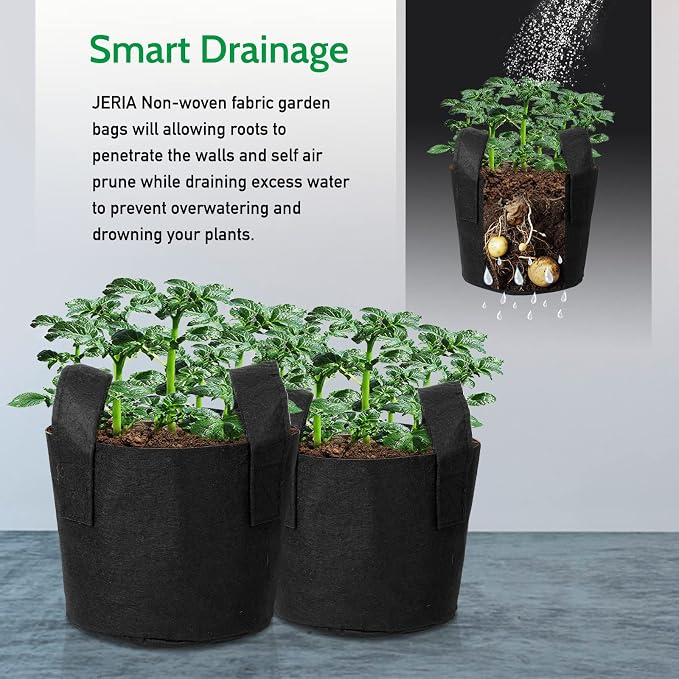 JERIA 12-Pack 7 Gallon Grow Bags, 300G Thickened Nonwoven Garden Pots, Heavy - Image 6