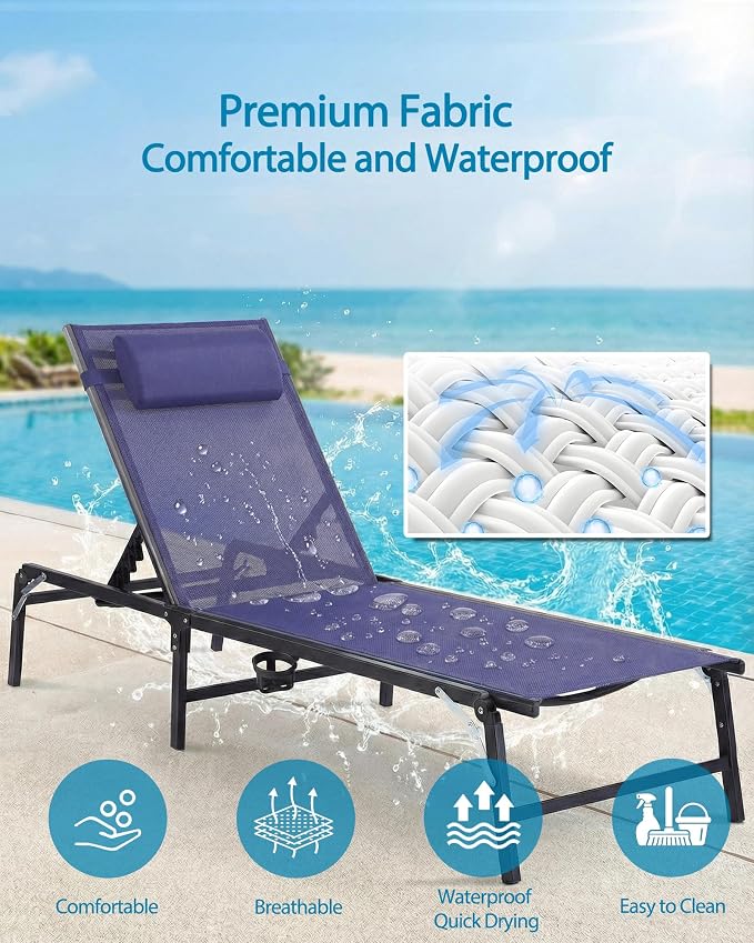 4 Pack Foldable Chaise Lounge Chair - Image 5