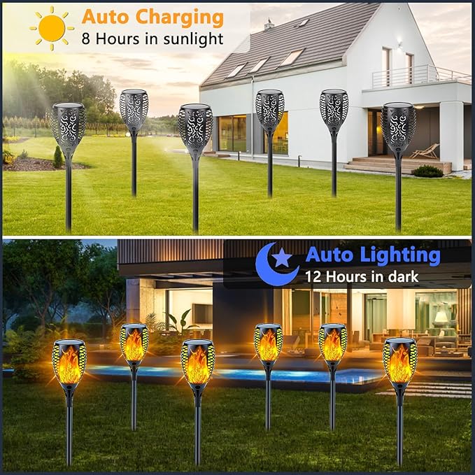 4 Pack Super Larger Size Solar Flame Torch Lights - Image 4