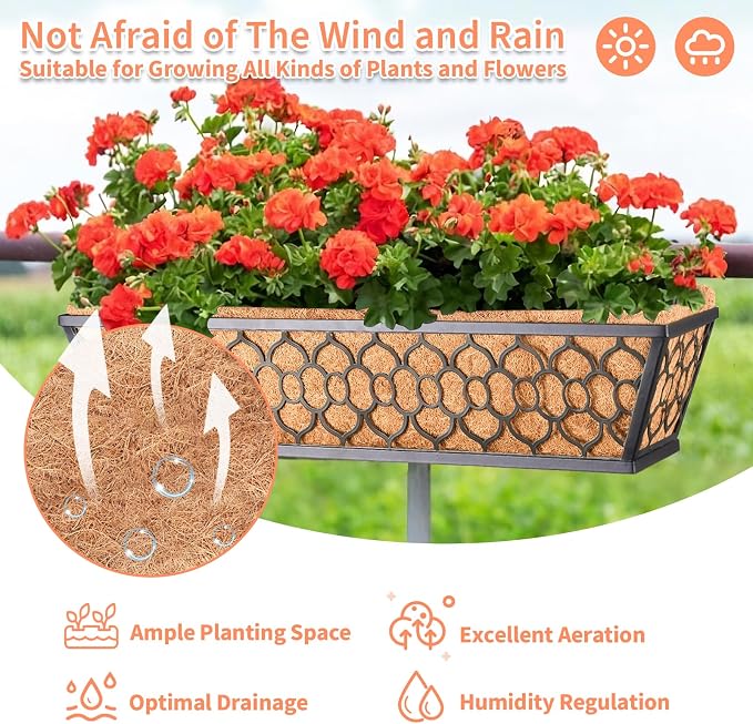 Riare 4 Pack 24 Inch Window Boxes Planters - Image 6