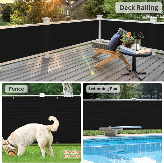 LOVE STORY 3'x6' Black Balcony Screen Privacy Fence Cover UV Protection - Image 5