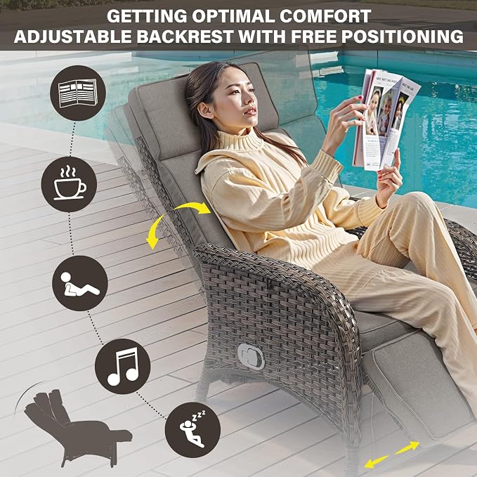 Belord Versatile Outdoor Recliner Chair Set of 3 - Image 4