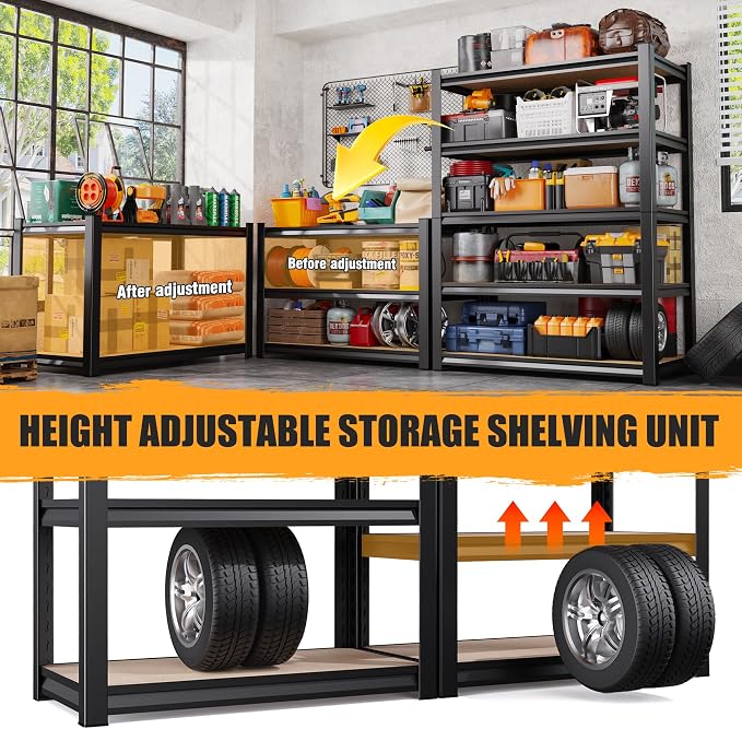 AOARGG 78" H Garage Shelving Heavy Duty Storage Shelves, Metal Adjustable - Image 6