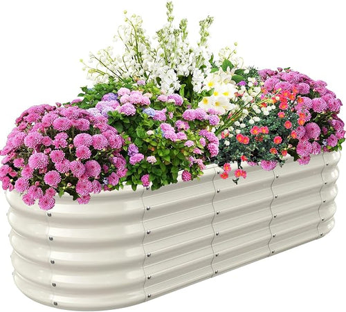 17" Tall Elevated Oval Metal Raised Garden Bed - 5ft x 2ft in Size and 0.8MM by TBMLC