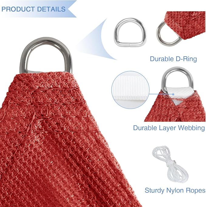 E&K Sunrise 16' x 16' x 16' Sun Shade Sail Triangle Canopy Shade Cover UV Block - Image 4