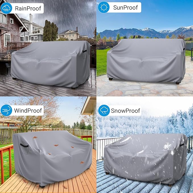 Mrrihand Heavy Duty Patio Sofa Cover, 3-Seater Outdoor Sofa Loveseat Cover - Image 6