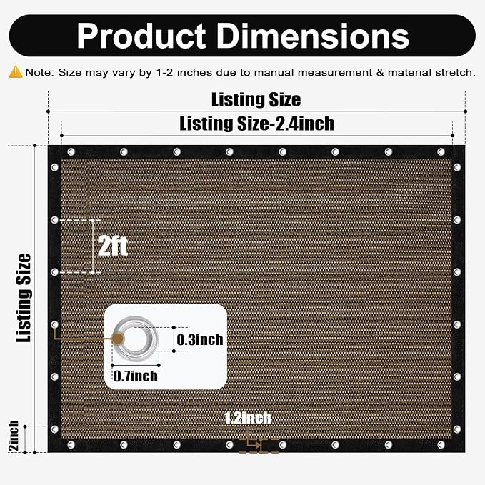 Artpuch 90% Sun Shade Cloth, 6 x 12 FT Pergola Shade Cover Canopy - Image 4