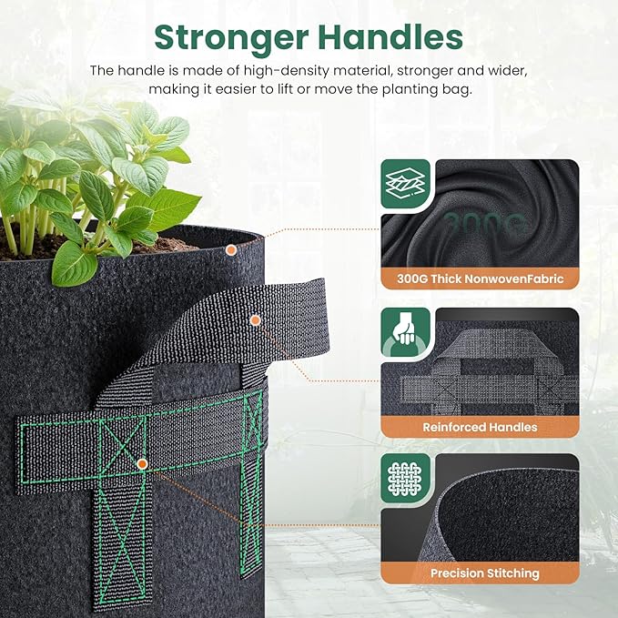 10 Pack 1 Gallon Grow Bags, Thickened Nonwoven Fabric Planter Pots - Image 3