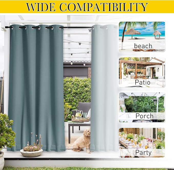 NICETOWN 2 Panels Weighted Blackout Outdoor Curtains - Image 6