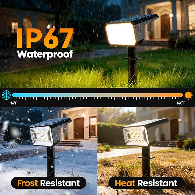 Fabrito Solar Spot Lights Outdoor 8 Pack, Auto On/Off Spotlights, IP67 - Image 4