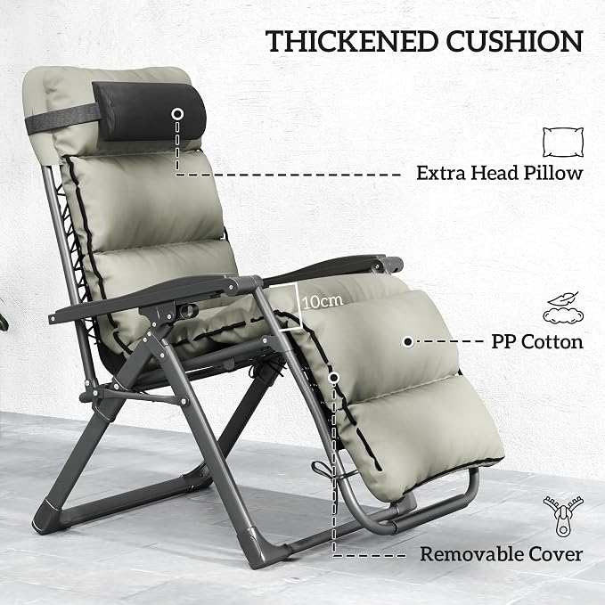 Outsunny Zero Gravity Chairs Set of 2, Reclining Folding Zero Gravity Lounge - Image 6