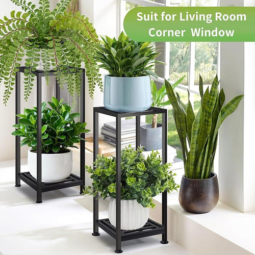 2-Pack Plant Stand Indoor Outdoor, Heavy Duty Wrought Iron Pedestal Stands - Image 2