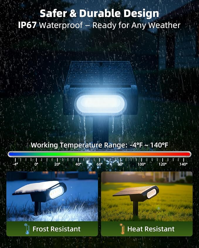 EZVALO Solar Spot Lights Outdoor IP67 Waterproof, Adjustable Solar Landscape - Image 6