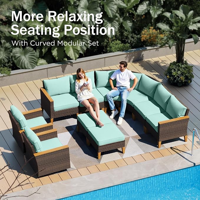 PHI VILLA 8-Piece Curved Patio Furniture Set - Image 3