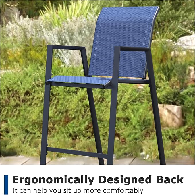 Outdoor Bar Stools Set of 2, Bar Height Chairs - Image 3