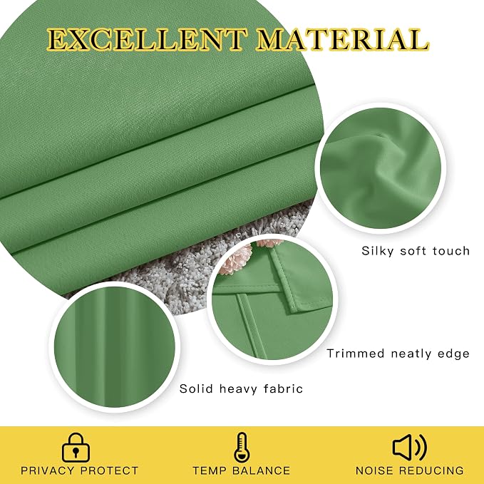 NICETOWN Froest Green Blackout Curtains - Image 3