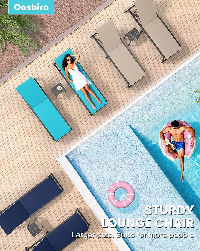 Aluminum Chaise Lounge Chair Outdoor Set of 2, Foldable & No Assembly Pool - Image 8