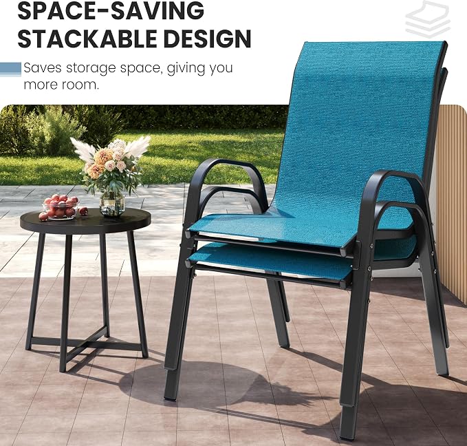 Patio Dining Chairs Set of 4, Stackable Dining Chairs High Back, Breathable - Image 6