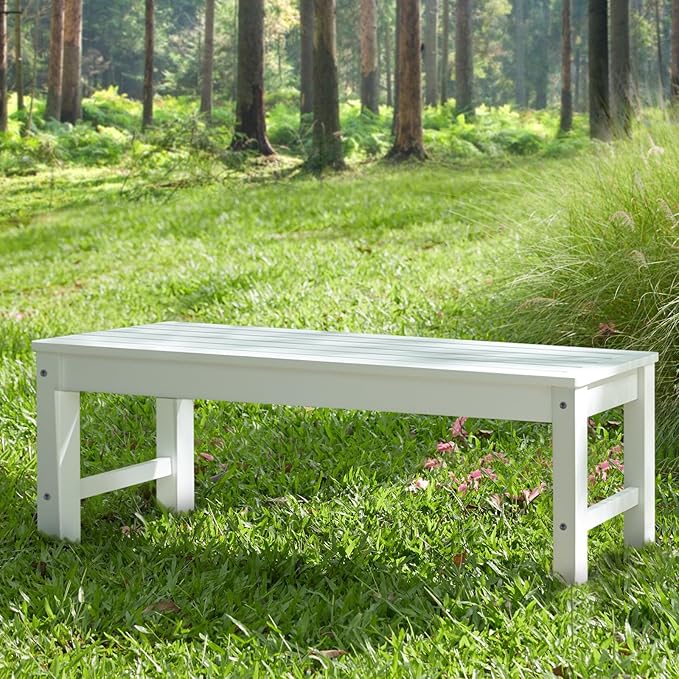 Psilvam Outdoor Bench, Two Person Poly Lumber Porch Bench, Weatherproof Garden - Image 5