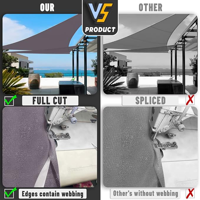 LOVE STORY Custom Size 15'x15'x21.2' Dark Grey Sun Shade Sail Right Triangle - Image 7