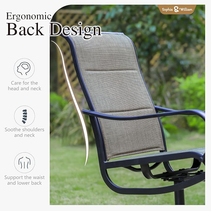 Sophia & William Patio Dining Set 7 Pieces, 6 x Patio Dining Swivel Chairs - Image 5