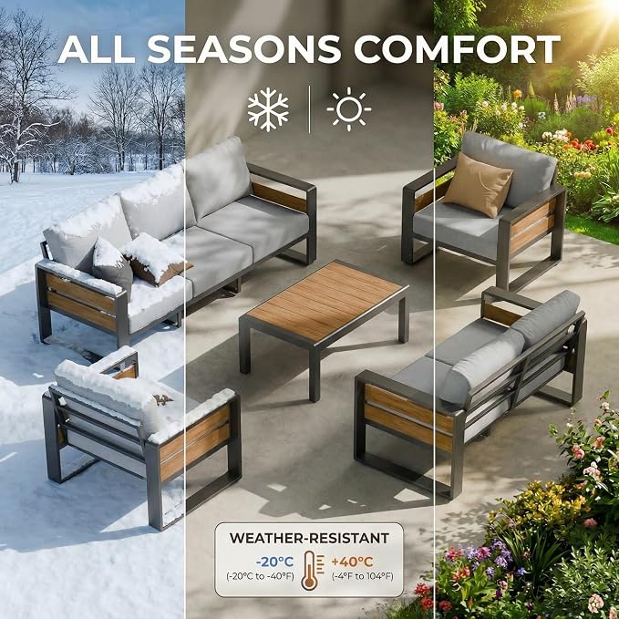 ZANDOR Aluminum Outdoor Patio Furniture Set, 4-Piece Metal Modern Outside - Image 9