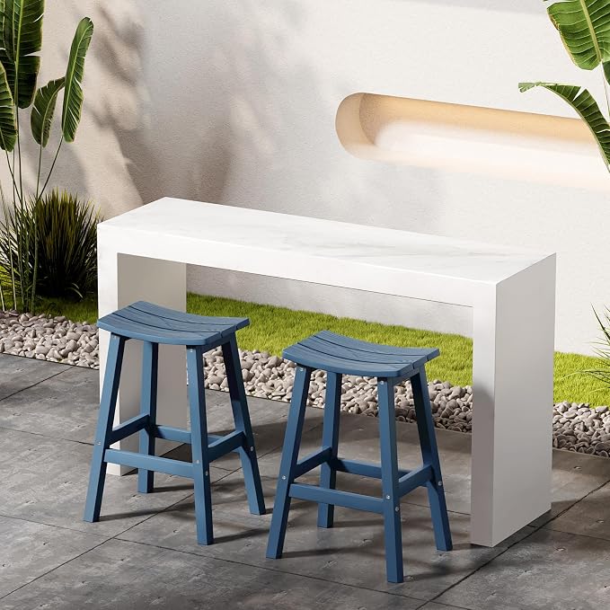 Stoog All-Weather Bar Stools Set of 2, Low Maintenance, - Image 2