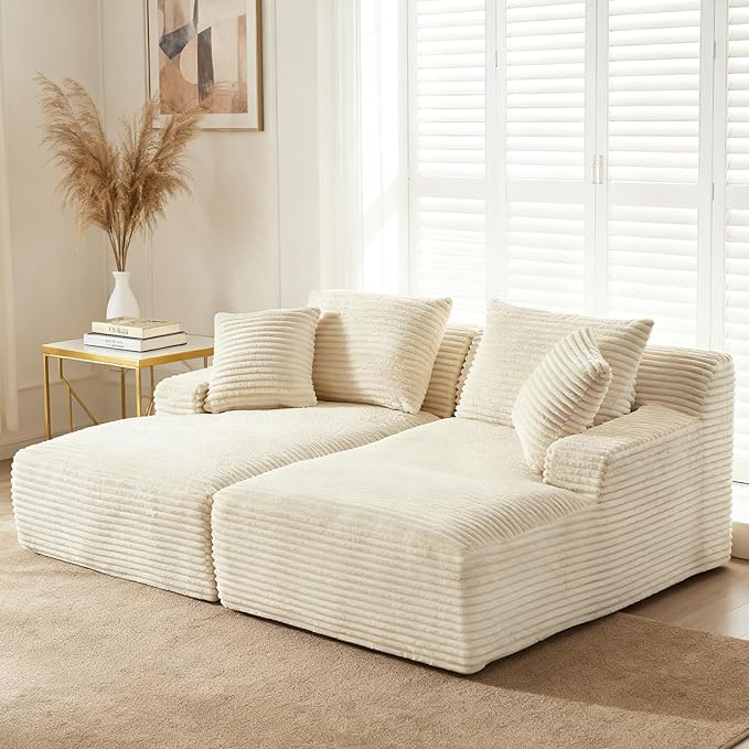 80" Double Chaise Lounge Chair Indoor, Oversized Boneless Couch Comfy by VEPXXP
