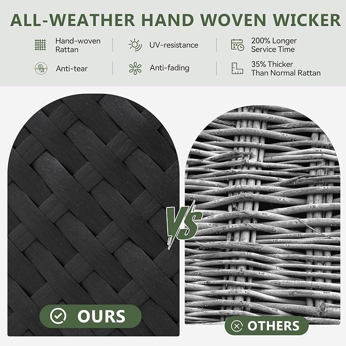 Aoxun 10 Piece Patio Furniture Set Wicker Rattan Patio Sectional Sofa Set - Image 4