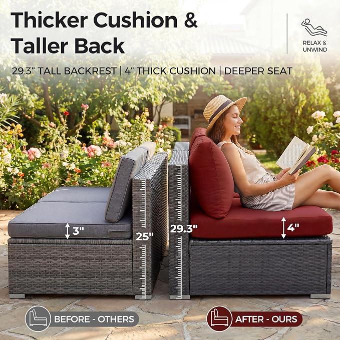 NICESOUL 13 Piece Wicker Outdoor Patio Furniture Set - Image 6