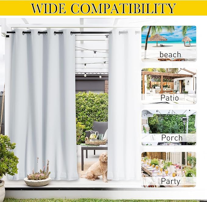 NICETOWN 2 Panels Outdoor Curtains Waterproof - Image 7