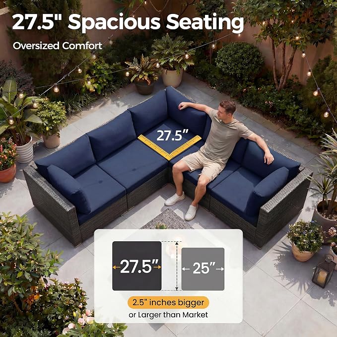 NICESOUL 6 Piece Modern Wicker Patio Furniture Set - Image 6