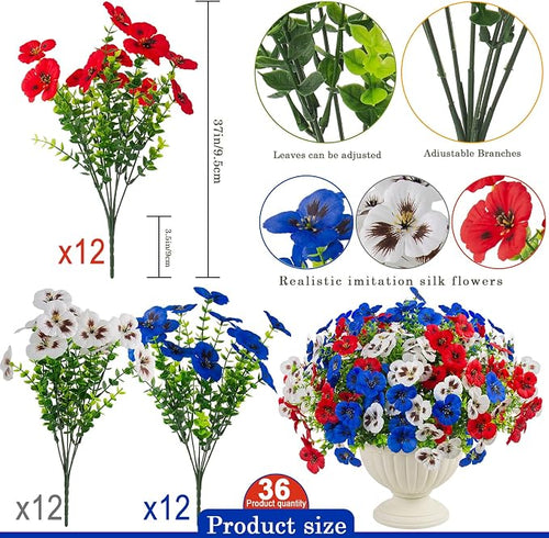 18 Pcs Artificial Fake Pansy Flowers - Image 2