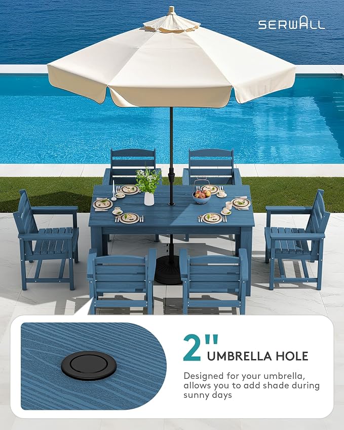 SERWALL Outdoor Dining Sets for 6, HDPE Dining Sets - Image 2