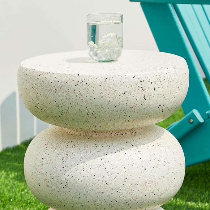 Glitzhome Outdoor Side Table Set of 2, Heavy Duty Indoor Outdoor Round Planter - Image 8