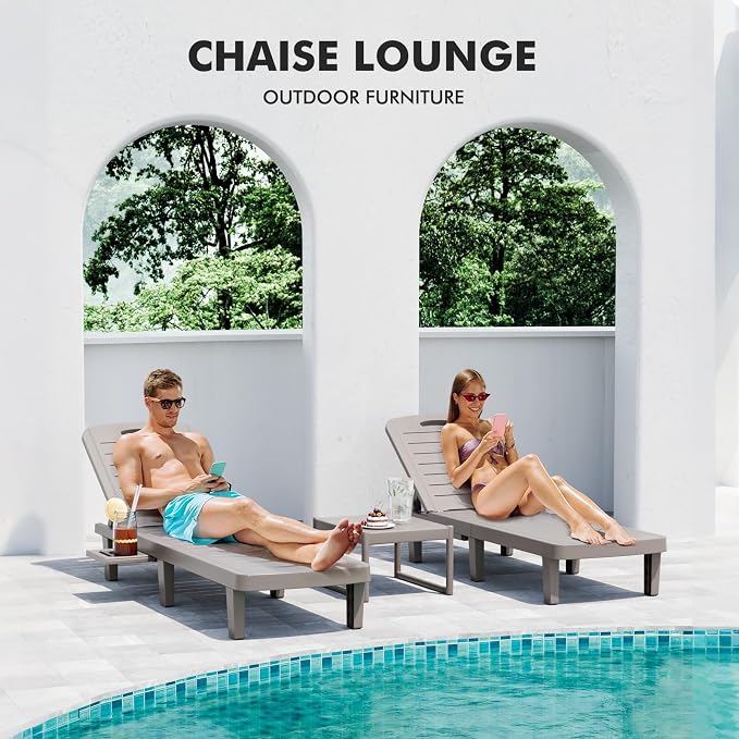 WACASA Outdoor Chaise Lounge Chairs Set of 4, Oversized Lounge Chairs - Image 3