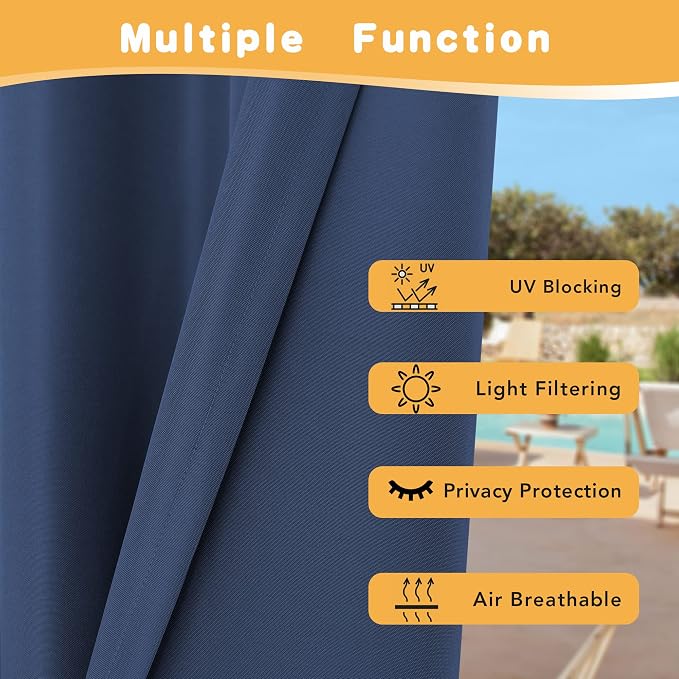 HolidayIdeas Outdoor Curtains for Patio Waterproof, 4 Panels - Image 3