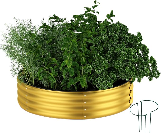 Garden Box Raised Flower Bed Galvanized Metal Planter Round Raised Garden Bed by ZFHgarden