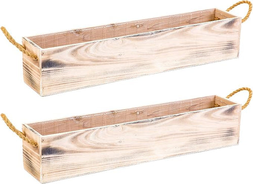 20" Rectangular Rustic Wood Planter by Unknown