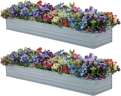 2 Pack 6x1.5x1FT Galvanized Raised Garden Beds Kit Outdoor Metal Gardening by Meberam