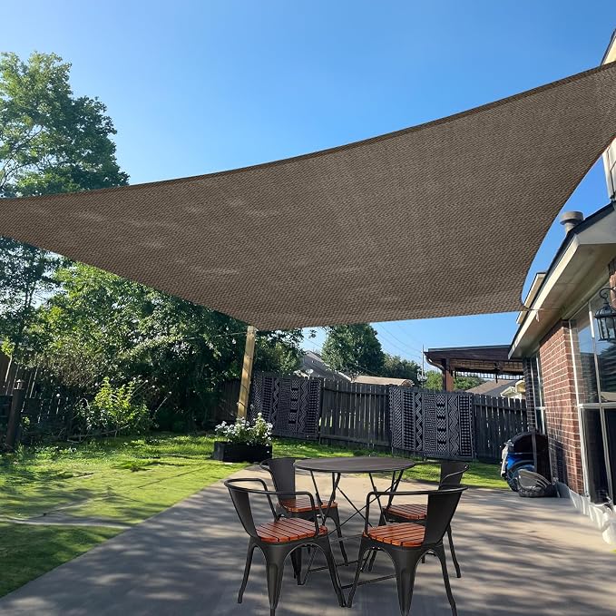 SUNLAX Sun Shade Sail 16' x 20' Brown Rectangle Canopy Sail Shade Cover UV by SUNLAX