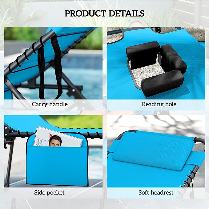 Outsunny Folding Chaise Lounge - Image 5