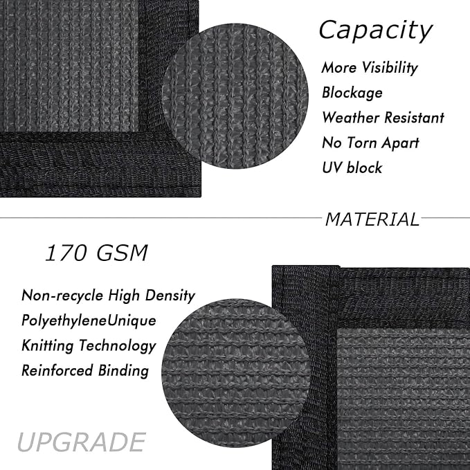 UPGRADE Privacy Fence Screen 6'x70' Dark Grey Outdoor 90% Visibility Blockage - Image 2