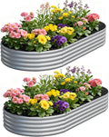 zizin 2 Pack Galvanized Raised Garden Bed Metal Oval Raised Garden Beds Outdoor by zizin